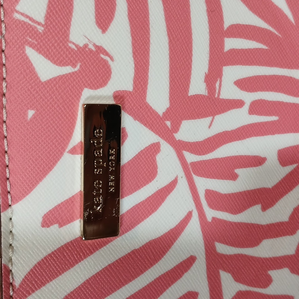 Kate Spade Pink and White Leaf Print Tote - Picture 2 of 8